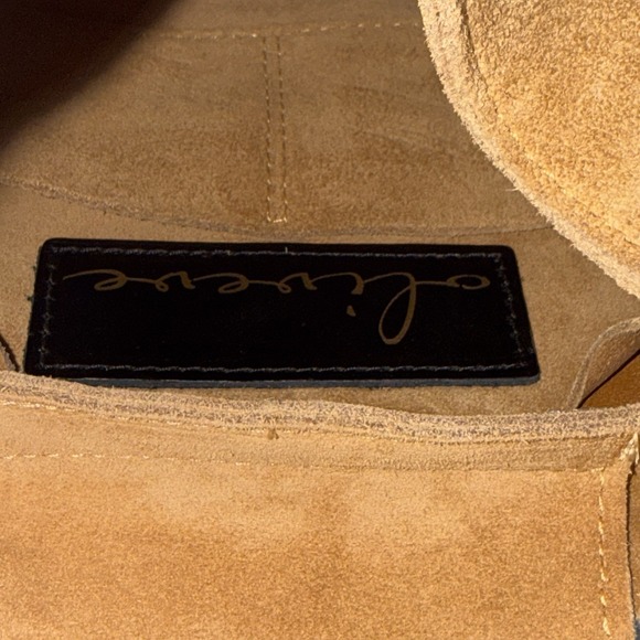 OLIVEVE EMILIA SMALL TOP HANDLE CROSSBODY BAG PURSE BROWN TAN ITALIAN SUEDE - Picture 11 of 16